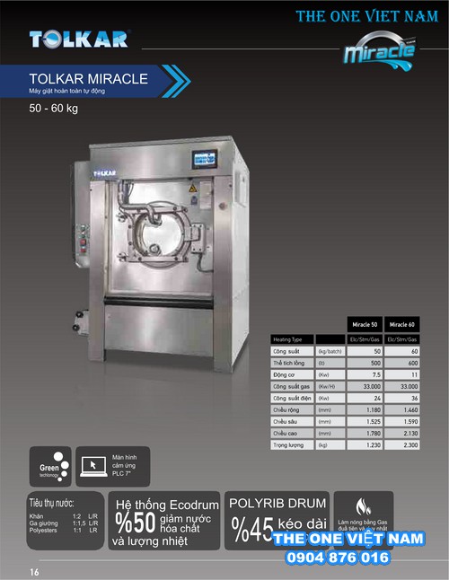 Máy giặt công nghiệp Tolkar Miracle